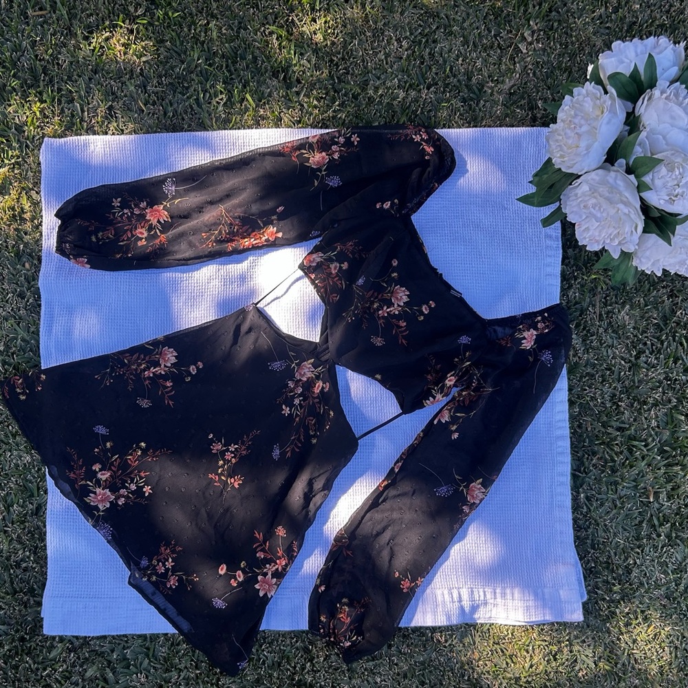 Forever 21 Black Floral Midi Dress